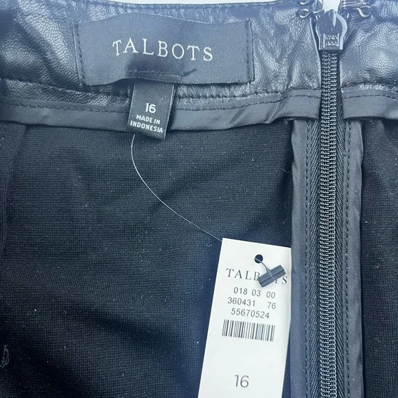 Talbots Black Leatherette Trim Skirt S97-38 - Picture 2 of 4